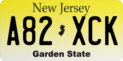 NJ license plate A82XCK