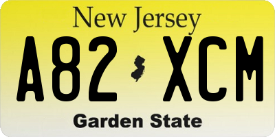 NJ license plate A82XCM