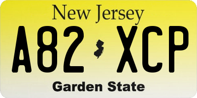 NJ license plate A82XCP