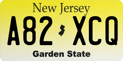 NJ license plate A82XCQ