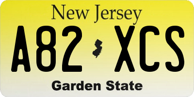 NJ license plate A82XCS