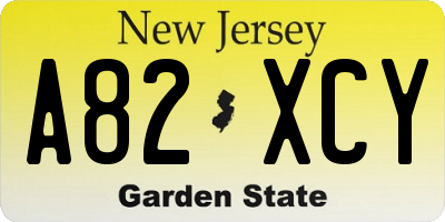 NJ license plate A82XCY