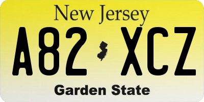 NJ license plate A82XCZ