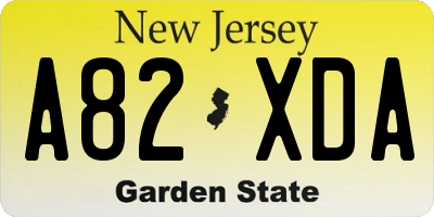 NJ license plate A82XDA