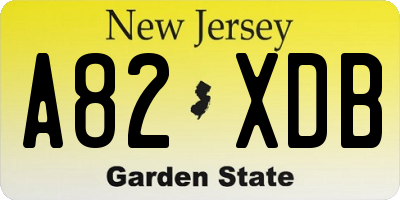 NJ license plate A82XDB