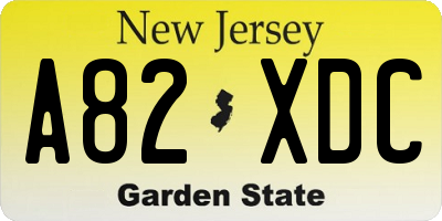 NJ license plate A82XDC