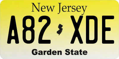 NJ license plate A82XDE