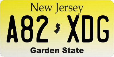 NJ license plate A82XDG