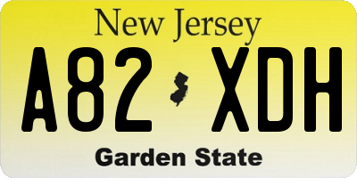 NJ license plate A82XDH