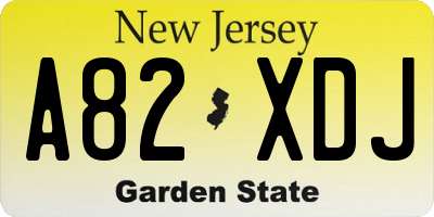 NJ license plate A82XDJ