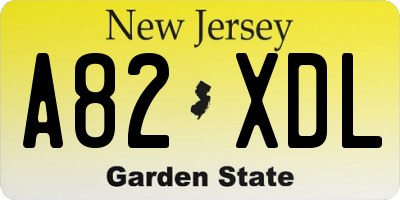 NJ license plate A82XDL