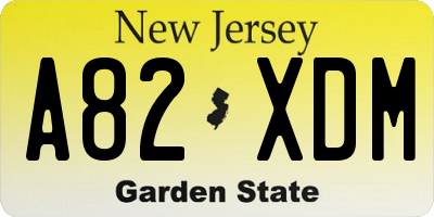 NJ license plate A82XDM