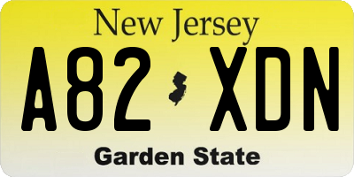 NJ license plate A82XDN