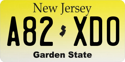NJ license plate A82XDO