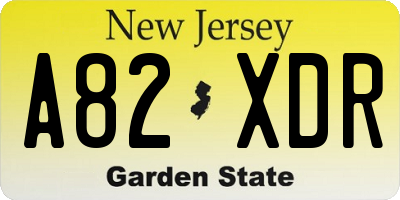 NJ license plate A82XDR