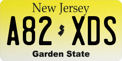 NJ license plate A82XDS
