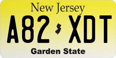 NJ license plate A82XDT
