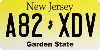 NJ license plate A82XDV