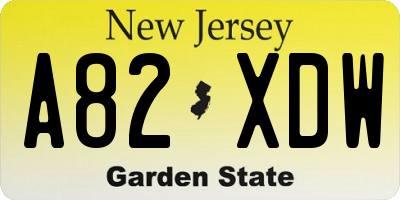 NJ license plate A82XDW