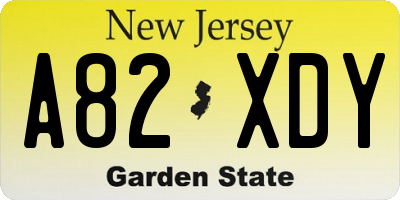 NJ license plate A82XDY