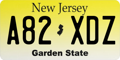 NJ license plate A82XDZ