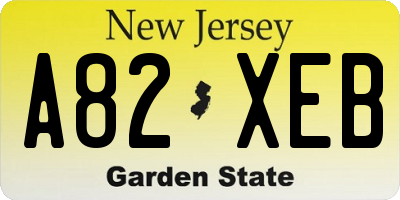 NJ license plate A82XEB