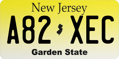 NJ license plate A82XEC