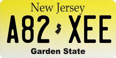 NJ license plate A82XEE