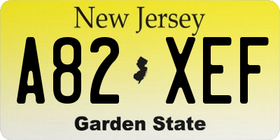 NJ license plate A82XEF