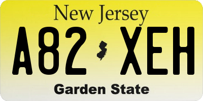 NJ license plate A82XEH
