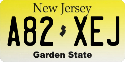 NJ license plate A82XEJ
