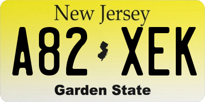 NJ license plate A82XEK