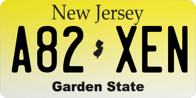 NJ license plate A82XEN