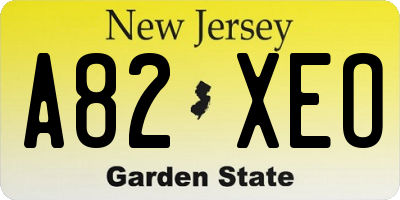 NJ license plate A82XEO
