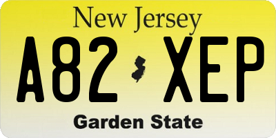 NJ license plate A82XEP