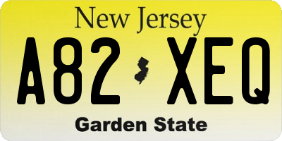 NJ license plate A82XEQ