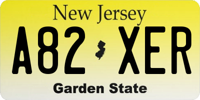 NJ license plate A82XER