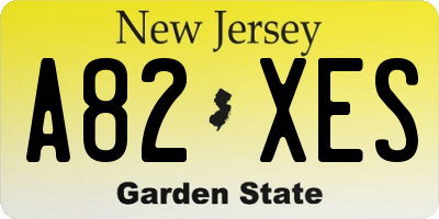 NJ license plate A82XES