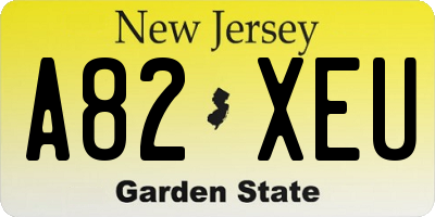 NJ license plate A82XEU