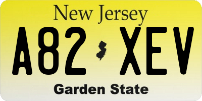 NJ license plate A82XEV
