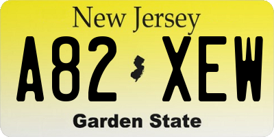 NJ license plate A82XEW