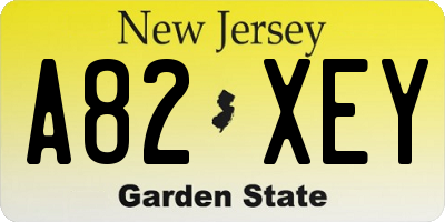 NJ license plate A82XEY