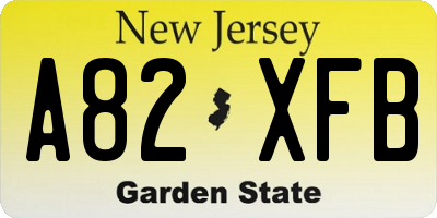 NJ license plate A82XFB