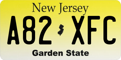 NJ license plate A82XFC