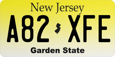 NJ license plate A82XFE