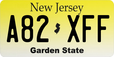 NJ license plate A82XFF