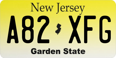 NJ license plate A82XFG