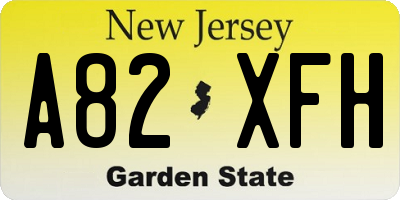 NJ license plate A82XFH