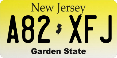NJ license plate A82XFJ