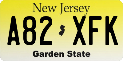 NJ license plate A82XFK